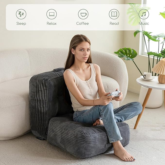 8" Washable Floor Pillow Cushion for Adults, Meditation Cushion Pillow, Large Square Floor Sitting, Removable Tufted Corduroy Cover, for Tatami Living Room or Yoga, 22x22 Inch, 2Pack, Machine Washable - Bloomnest