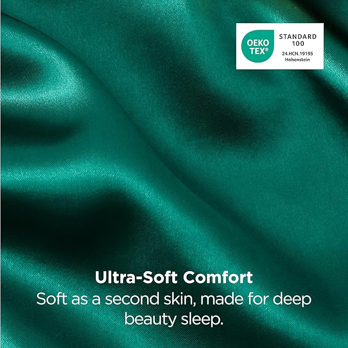 Bedsure King Size Satin Pillowcase Set of 2 - Dark Green Pillow Cases for Hair and Skin with Envelope Closure, Similar to Silk Pillow Cases, Gifts for Women, 20x36 Inches, 2pcs - Bloomnest