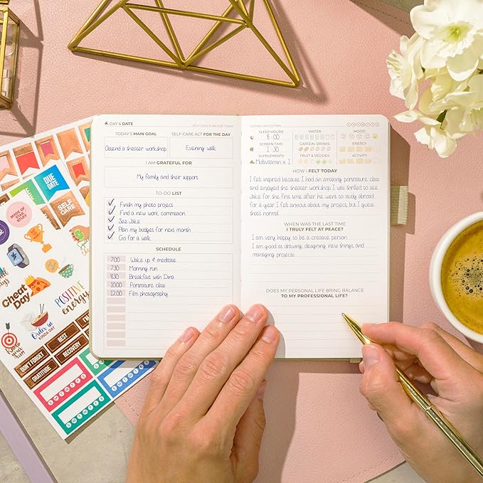 Clever Fox Self-Care Journal Pocket – Daily Reflection Notebook – Mental Health & Personal Development Planner, Meditation & Mood Log (Seashell) - Bloomnest