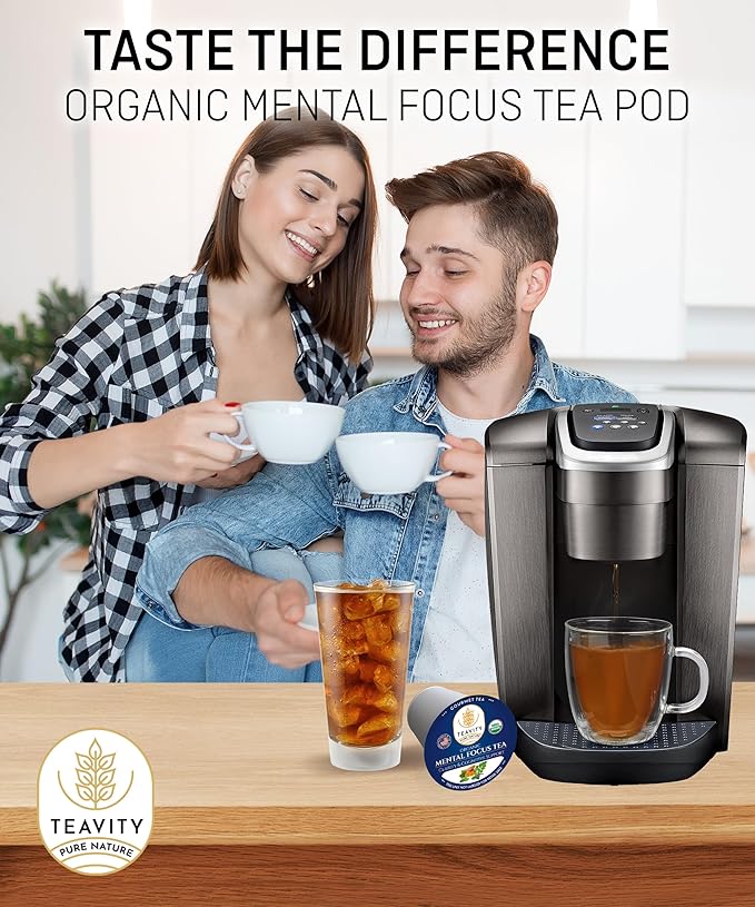 Organic Tea Pods with Moringa, Peppermint, Holy Basil & Turmeric - Naturally Decaf Tea - Mental Focus by Teavity (36) - Bloomnest