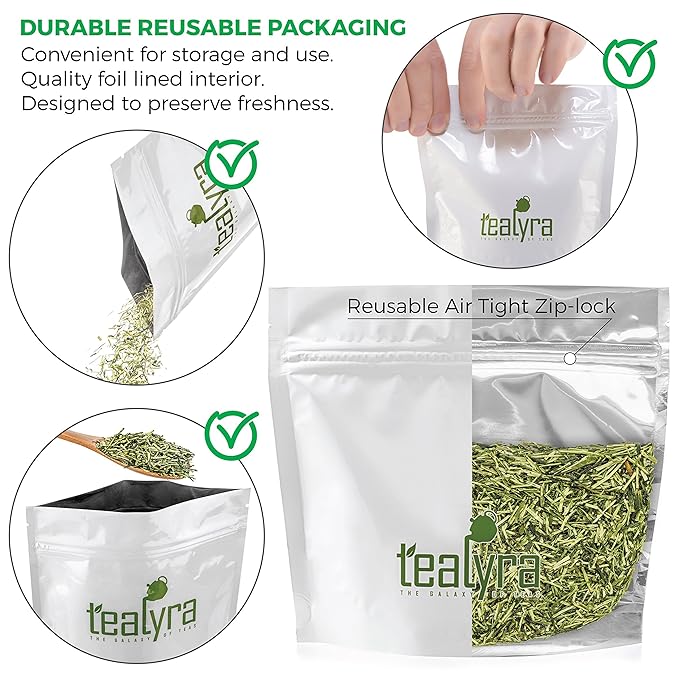 Tealyra - Premium Kukicha Twig Kabuse - Japanese Green tea - Loose Leaf Tea - Mild Slightly Nutty Flavour - High Level of Antioxidants - Caffeine Level Low - 200g - Bloomnest