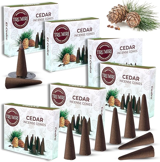 Cedar Incense Cones - Total 60 Cone Incense - Six Packs of 10 Insence Cones - Incense Cones Scented - Cone Incense Scents - Insense Cones - Inscent Cones TRUMIRI