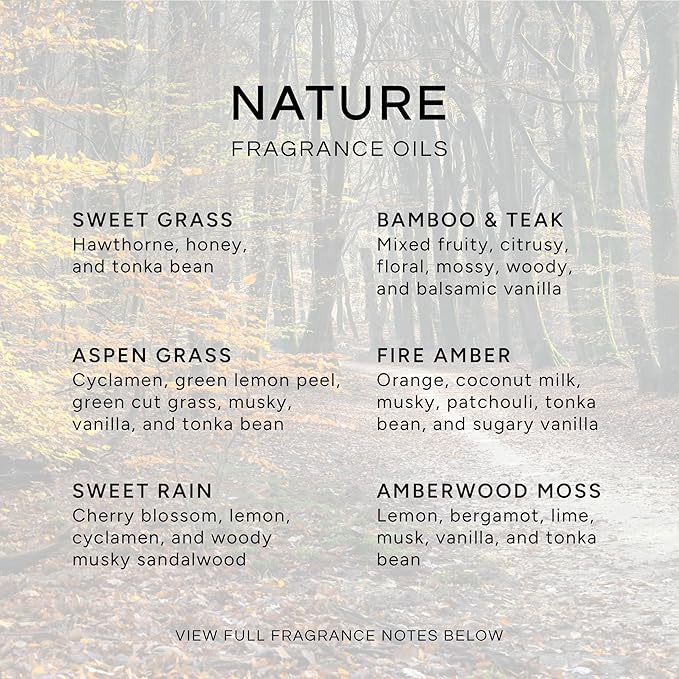 Eternal Essence Oils Nature Set of 6 Premium Fragrance Oils - Sweet Grass, Aspen Grass, Fire Amber, Sweet Rain, Bamboo & Teak and Amberwood - For Diffusers, Candle & Soap Making, & Aromatherapy - 10ML - Bloomnest