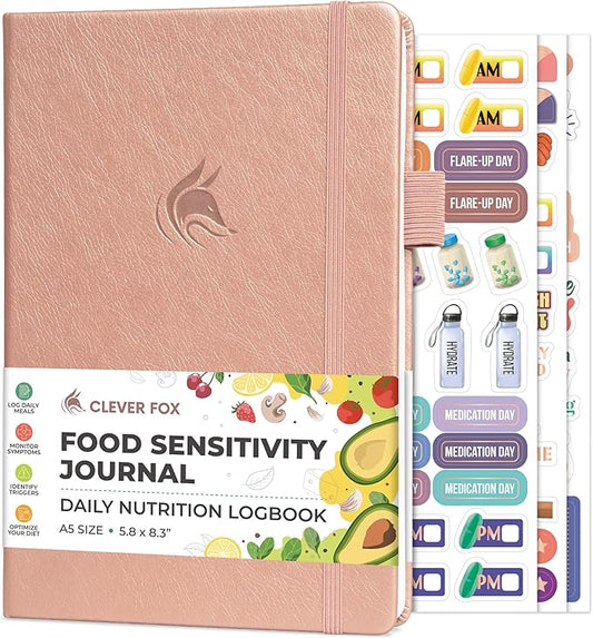 Clever Fox Food Sensitivity Journal – Daily Intolerance & Symptom Log for IBS, Diabetic, Low Fodmap, Elimination Diet – Health Tracker (Rose Gold) - Bloomnest