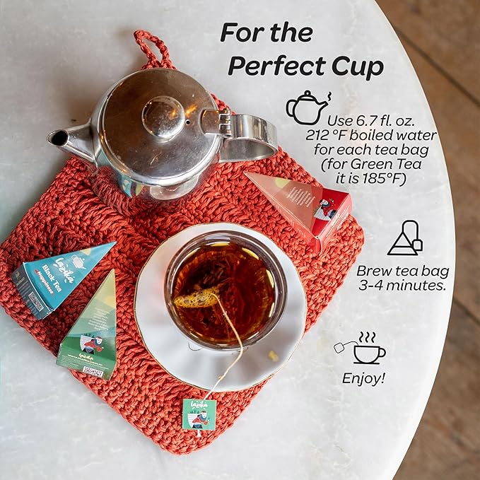 Lazika Tea Variety Pack with Lovely Presentation Box, Black, Green and Herbal Tea Sampler Gift Set, 10 Counts, Premium Collection with Pyramid Infuser Bag, Handcrafted - Bloomnest