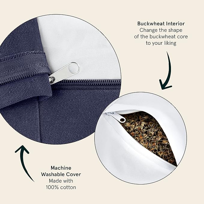 Retrospec Sedona Zafu Meditation Cushion Filled w/Buckwheat Hulls - Yoga Pillow for Meditation Practices - Machine Washable 100% Cotton Cover & Durable Carry Handle, Round - Bloomnest