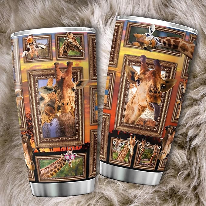 Giraffe Insulated Tumbler With Lid 20 Oz Funny Giraffes Safari Wildlife Animals Stainless Steel Travel Cup Cool Giraffe Things Birthday Gift Mug Ideas Cute Animal Tumblers - Bloomnest