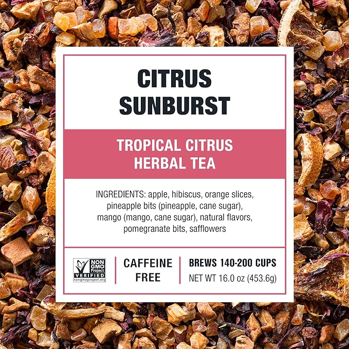 Tiesta Tea - Citrus Sunburst, Loose Leaf, Tropical Citrus Herbal Tea, Premium Blend, Non-Caffeinated Fruit Blend, Make Hot or Iced & Brews Up to 200 Cups, 16 Ounce Resealable Bulk Pouch - Bloomnest