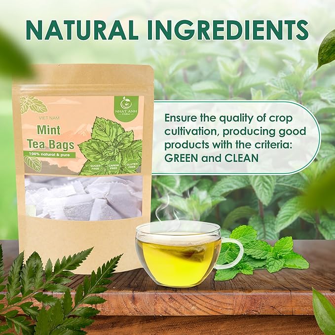 NHAT ANH FARM - Premium Peppermint Tea Bags, 40 Peppermint Tea Bags, 100% Natural Dried Mint Leaves, Naturally Sweet Herbal Tea, Sugar-Free, Caffeine-Free, No Additives. - Bloomnest