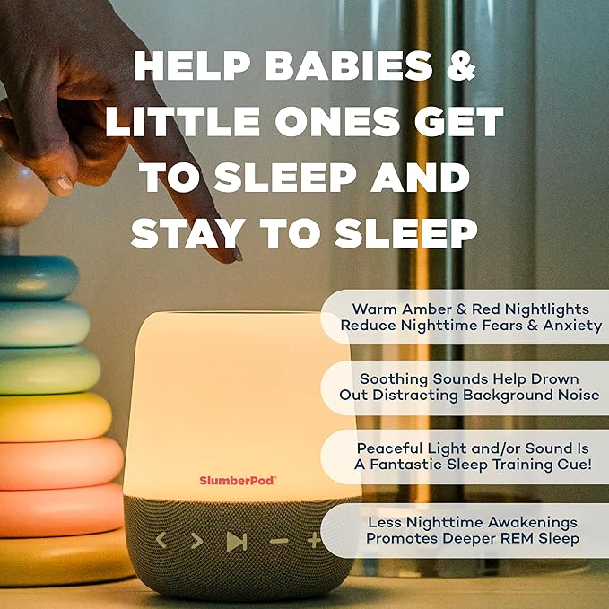 SlumberPod SlumberCalm 2-in-1 Sound Machine with Light for Kids | Baby Sleep Soother | White Noise Machine Baby | Nature Sounds | 8 Night Light Colors | Sound Machine | Rechargeable - Bloomnest