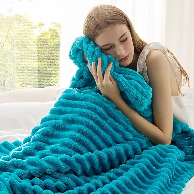 Bedsure GentleSoft Teal Fleece Blanket for Couch - Cozy Soft Blankets for Women, Cute Small Throws for Girls, 50x70 Inches - Bloomnest