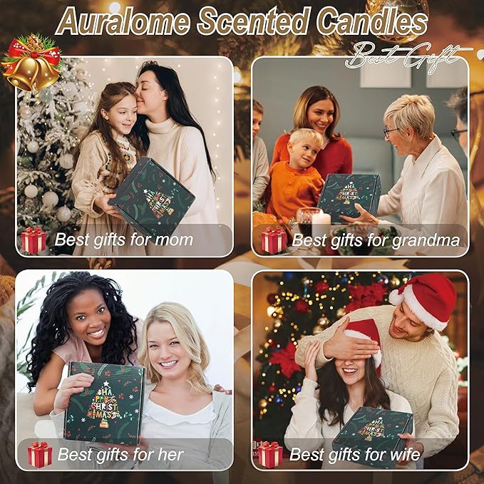 Christmas Scented Candles Gifts - Xmas Candle Gift Set for Women Men Aromatherapy Soy Wax Natural Small Festival Aroma Candle Gift 4 PCS 4.4 Oz for Mothers Day Birthday Diwali Teachers Girls - Bloomnest