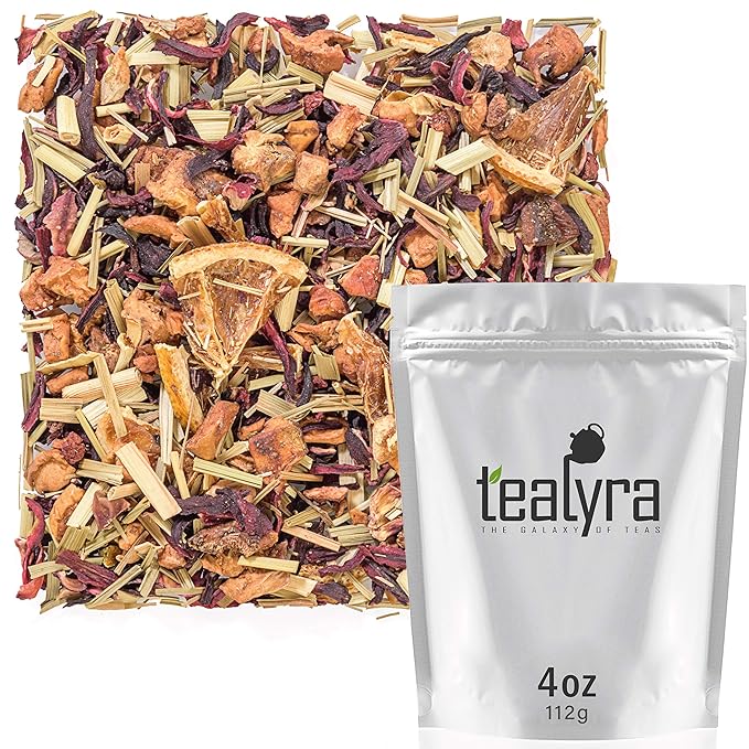 Tealyra - Strawberry Orange Sunrise - Hibiscus Strawberry Lemongrass - Herbal Fruity Loose Leaf Tea - Vitamins and Antioxidants Rich - Low Caffeine - All Natural - 112g (4-ounce) - Bloomnest