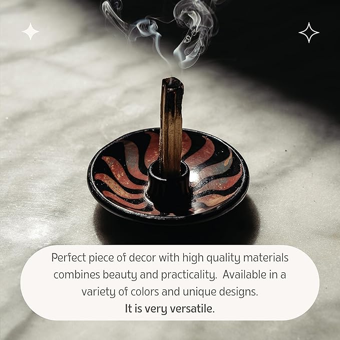 Luna Sundara Authentic Peru Pottery Palo Santo Stick Holder and Incense Holder with 5 Palo Santo Sticks Handmade Ceramic Smudge Bowl Sage Holder Red Gift Set LunaSundara