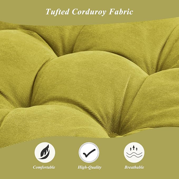 Meditation Floor Pillow 22×22 Inch 1 Pack Large Floor Cushions for Adults Square Tufted Corduroy Floor Pillows for Yoga Living Tatami Room Green - Bloomnest