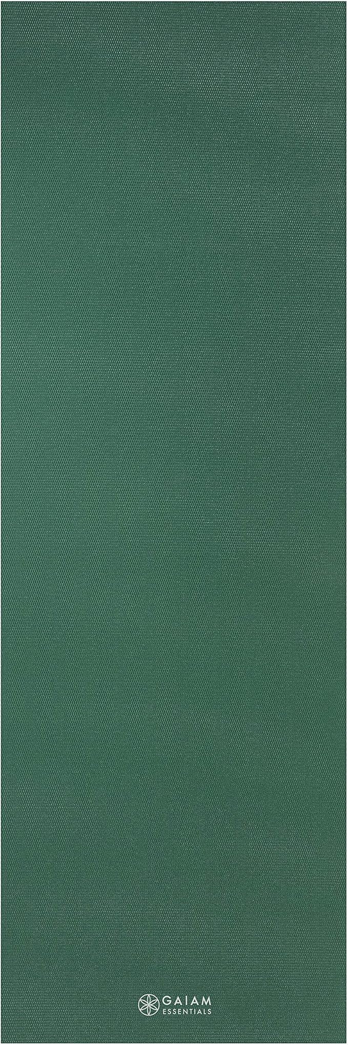 Gaiam Essentials Thick 2/5" (10mm) and Thin 1/4" (6mm) Yoga & Pilates, Fitness & Exercise Mat with Easy-Cinch Carrier Strap