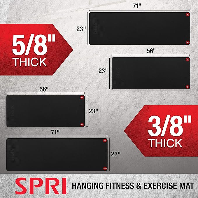SPRI Hanging Exercise Mat, Fitness & Yoga Mat for Group Fitness Classes, Commercial Grade Quality with Reinforced Holes - Bloomnest