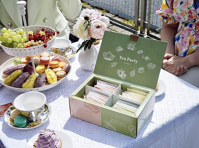 ACORUS Tea Party with 4 Different Flavors | Tea Set | 40 Count Natural Rooibos, Black Tea, Green Tea Packs with Beautiful Gift Box | Tea Bags Variety Pack - Bloomnest