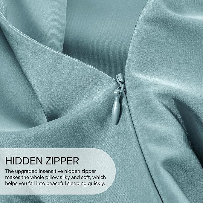 INFIIXSO Body Pillow Cover with Zipper, Luxury Mulberry Silk Body Pillow Case 20x54 Inches, Ultra Smooth and Soft Cooling Long Pillowcase, Gift for Women, Men(Haze Blue) - Bloomnest