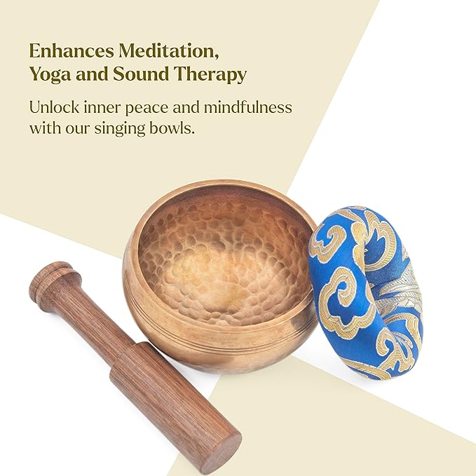 Tibetan Singing Bowl Set - Authentic Cuencos Tibetanos for Sound Healing, Meditation & Chakra Balancing - Includes Random Color Cushion, Mallet-Unique Spiritual Gifts for Women and Men 3.75" Bowl - Bloomnest