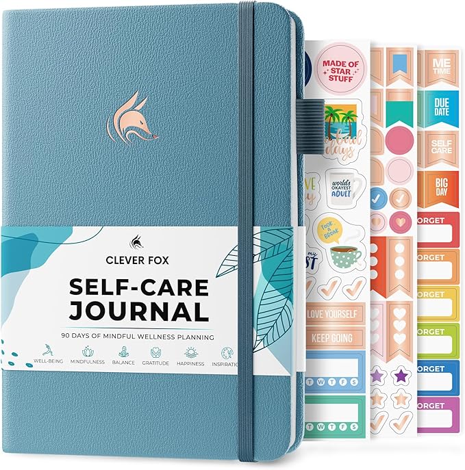 Clever Fox Self-Care Journal – Daily Reflection Notebook – Mental Health & Personal Development Planner, Meditation & Mood Log, A5 (Aquamarine) - Bloomnest