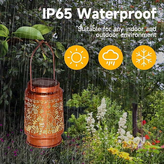 Lawn Social Solar Lanterns Outdoor Waterproof, Dog Metal Hanging Solar Lights for Outside, Garden Decor Birthday Gifts for Women Mom Grandma, Outdoor Lantern for Patio Yard Walkway Balcony Porch - Bloomnest