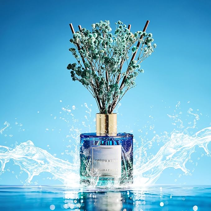 COCORRÍNA Reed Diffuser - Niagara Falls 6.7 Fl.oz Reed Diffuser Set with 8 Sticks & Preserved Baby's Breath, Reed Diffuser for Home Bathroom Shelf Decor - Bloomnest