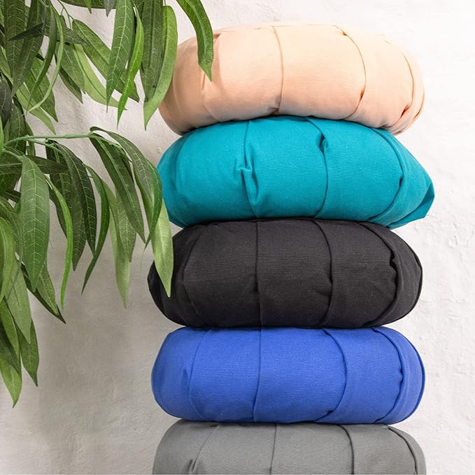 Myga Zafu Yoga Meditation Cushion with Washable Cover - Floor Cushion Pillow with Natural Buckwheat Filling - Soft Round Cotton Design for Meditating or Pranayama Exercises - Bloomnest