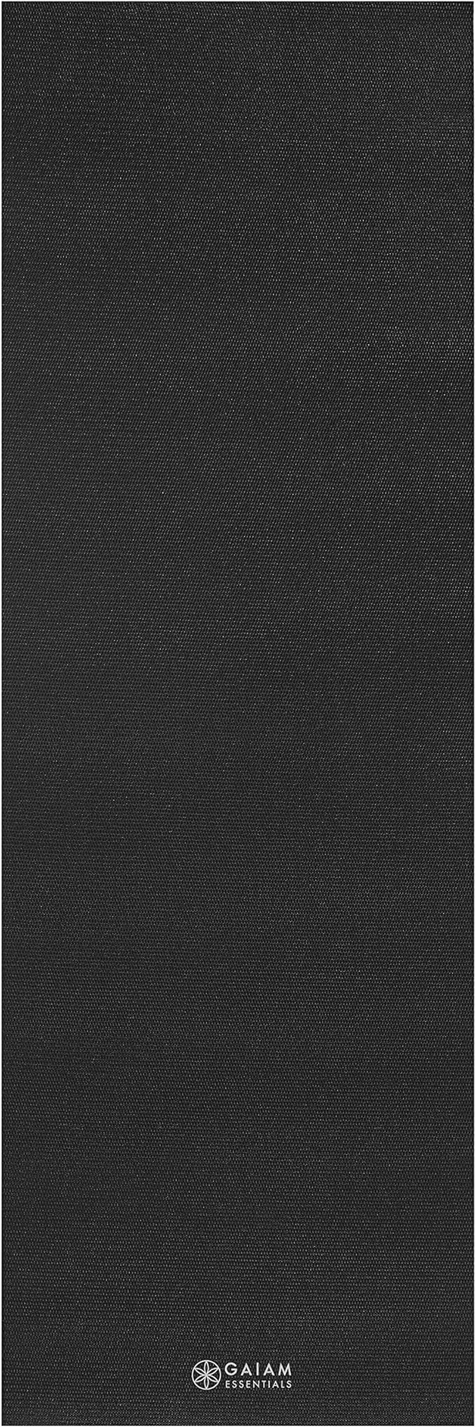 Gaiam Essentials Thick 2/5" (10mm) and Thin 1/4" (6mm) Yoga & Pilates, Fitness & Exercise Mat with Easy-Cinch Carrier Strap