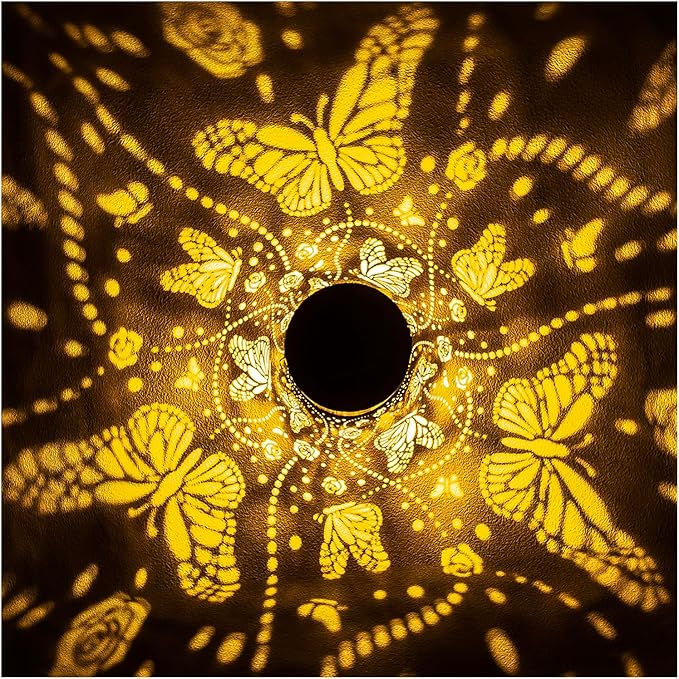 Butterfly Solar Lanterns Outdoor Waterproof Hanging Solar Lights Butterfly Gifts for Women Men Metal Decorative LED Lanterns for Garden Decor,Yard,Patio,Lawn,Tabletop,Pathway,Landscape - Bloomnest