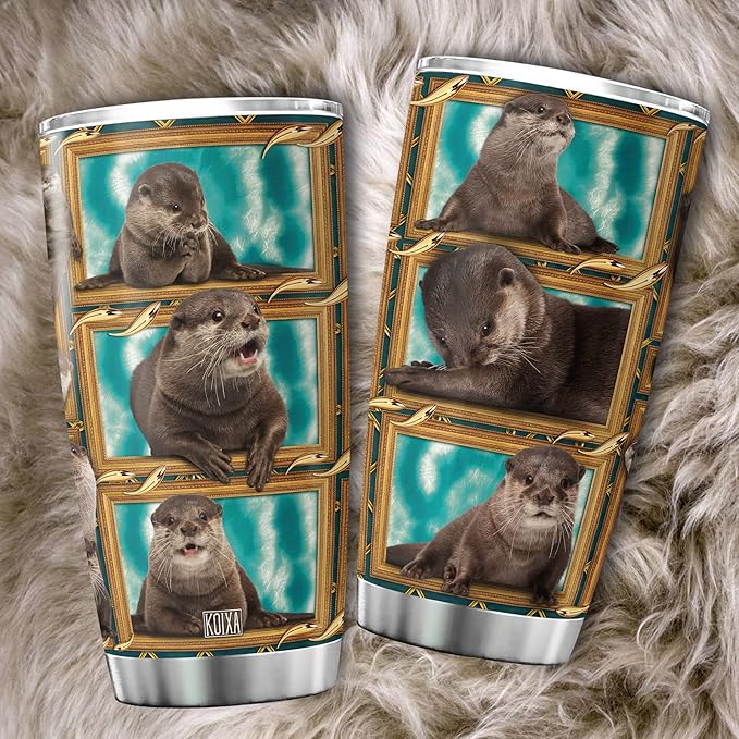 Sea Otter Coffee Tumbler For Women Cute Otters Gifts For Friend Stainless Steel Double Walled Cup With Lid Aquatic Animals Mug Birthday Present Funny Things For Animal Lovers - Bloomnest