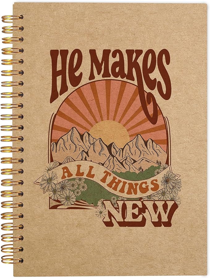Christian Spiral Notebook,Christian Journal,Christian Notebook for Women Men Writing,Bible Cover Spiral Notebook 8.3×5.5 Inch Kraft Paper - Bloomnest