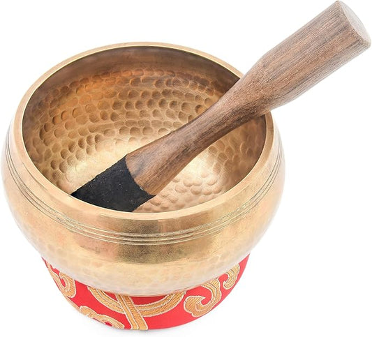 Tibetan Singing Bowl Set-Authentic Cuencos Tibetanos for Sound Healing, Meditation & Chakra Balancing - Includes Cushion, Mallet-Unique Spiritual Gifts for Women and Men (5.2 Inch Bowl) LNYSI