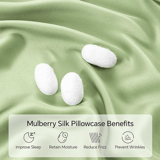 INFIIXSO Body Pillow Cover with Zipper, Luxury Mulberry Silk Body Pillow Case 20x54 Inches, Ultra Smooth and Soft Cooling Long Pillowcase, Gift for Women, Men(Sage Green) - Bloomnest