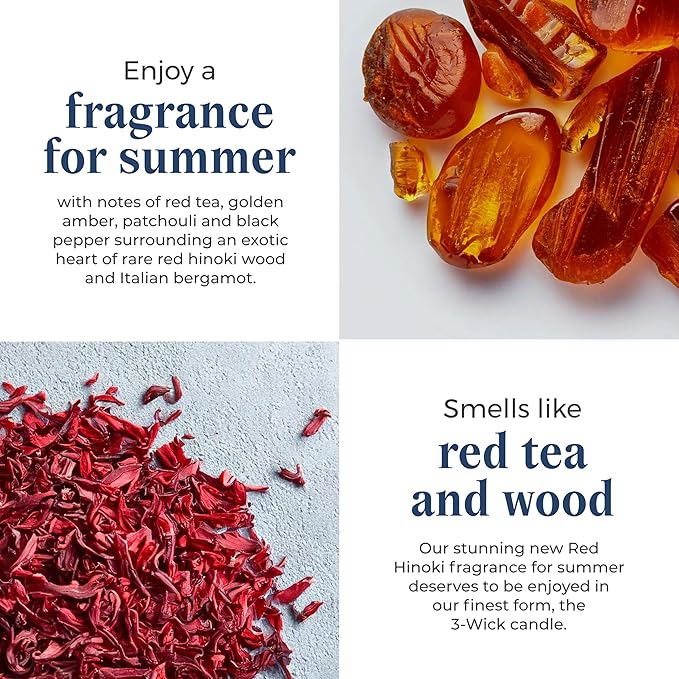 PartyLite 3-Wick Jar Candle, Highly Fragranced Clean Burning Glass Candle, 25-45 Hours Burn Time (Red Hinoki Wood) - Bloomnest