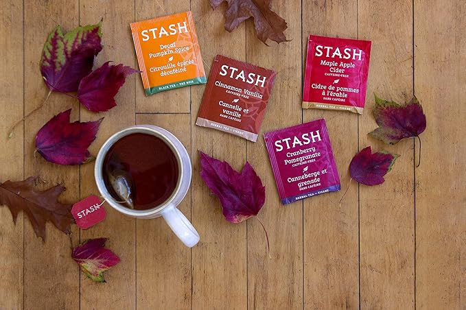 Stash Tea Decaf Pumpkin Spice Black Tea - Decaf, Non-GMO Project Verified Premium Tea with No Artificial Ingredients, 18 Count (Pack of 6) - 108 Bags Total - Bloomnest