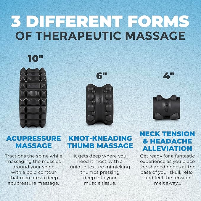 Chirp Wheel XR 3P Massage Roller Set - 10” Acupressure, 6” Knot-Kneading Thumb, 4” Neck & Headache Tension Relief, High Density Foam Massage Rollers for Back & Neck Pain, 500lbs Capacity, Mint - Bloomnest