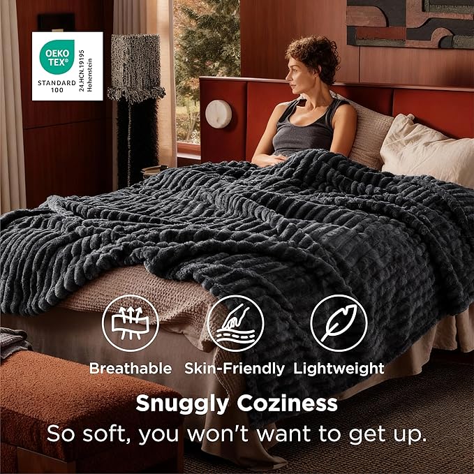 Bedsure GentleSoft Grey California King Size Blanket for Bed - Cozy Soft Blankets for Women, Cute Large Throws for Girls, 102x96 Inches - Bloomnest