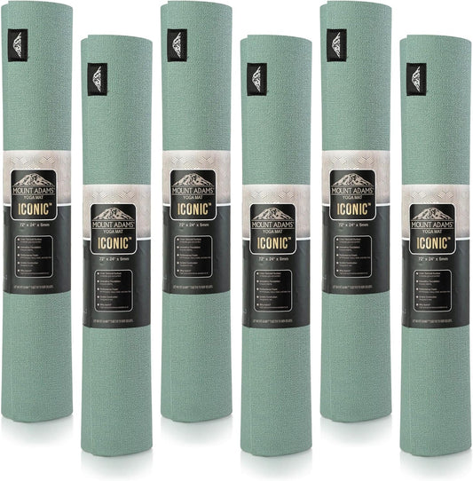 Mount Adams 6 Pack Iconic 5mm Yoga Mat - The Mat That Speaks for Itself - 72" x 24", High-Density, Slip-Resistant Exercise Mat - Unique Texture for Superior Grip for Yoga, Pilates, Fitness
