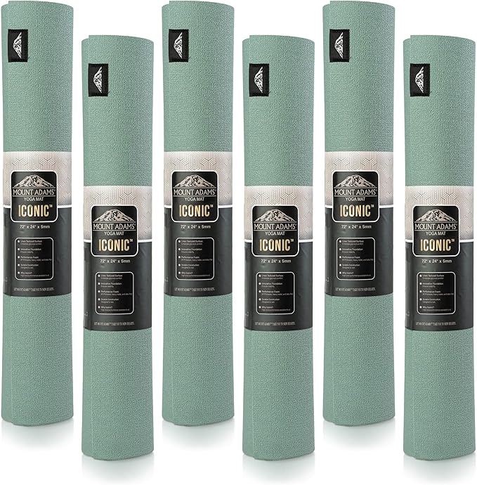 Mount Adams 6 Pack Iconic 5mm Yoga Mat - The Mat That Speaks for Itself - 72" x 24", High-Density, Slip-Resistant Exercise Mat - Unique Texture for Superior Grip for Yoga, Pilates, Fitness - Bloomnest