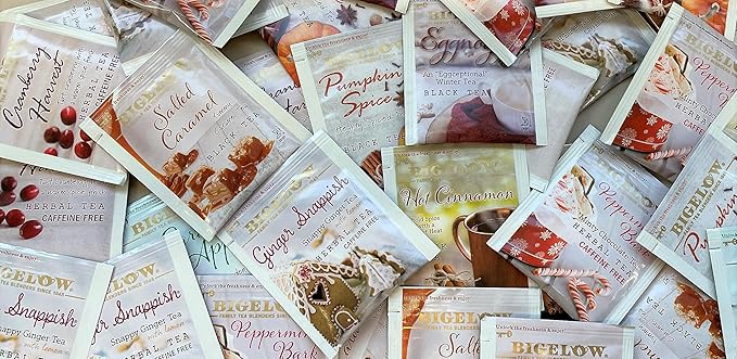 Bigelow Tea Seasonal Tea 6 Flavor Variety Pack, Mixed Caffeinated and Caffeine Free, 18 Count Pack of 6, 108 Total Tea Bags - Bloomnest