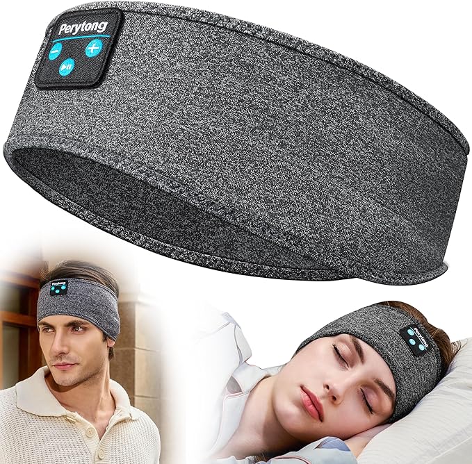 Perytong Sleeping Headphones Bluetooth Headband, Soft Long Time Play Sleeping Headsets with Built in Speakers Perfect for Workout,Running,Yoga,Travel, Darkgray - Bloomnest