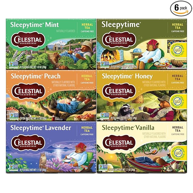 Celestial Seasonings Sleepytime Herbal Tea, Variety Pack - Caffeine Free Sleep Tea, 20 Tea Bags Per Box (Pack of 6) - Bloomnest