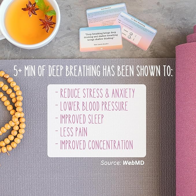 Calm Collective 52 Breathwork Cards - Vagus Nerve Breathing Exercises for Anxiety Relief, Emotional Regulation, & Cortisol Manager - Biohack Mental Health & Relaxation Gift (Travel Size) CalmCollective
