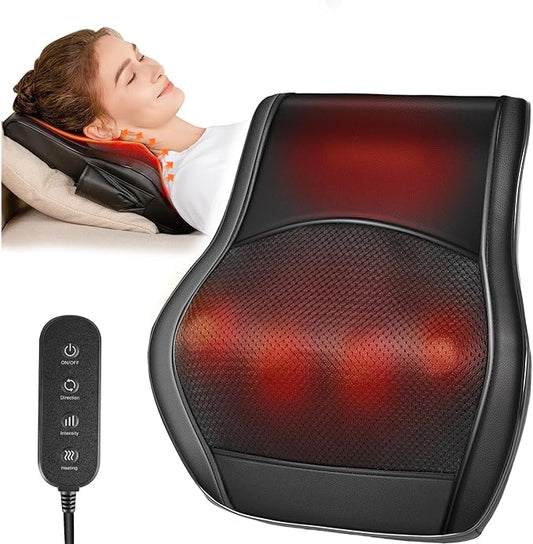 Neck and Back Massager for Pain Relief Deep Tissue with Heat, Shiatsu Shoulder Massager with Bi-Directional Rotating Head for Neck, Back, Shoulders, and Legs - Bloomnest