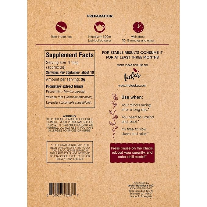 Organic Keep Calm Valerian Root, Lavender, Peppermint Herbal Tea Loose Leaf Relaxing Wellness Blend Caffeine-Free | Natural Stress Relief & Restful Sleep Aid - Bloomnest