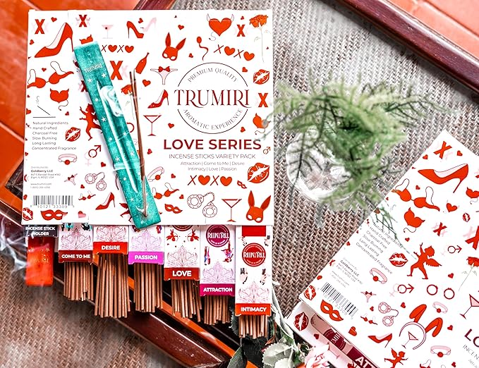 Trumiri Incense Sticks - Love Spell - Total 120 Insence-Sticks (20 Insense x 6 Incents) - Incienso Inscents-Sticks for Spell to Rekindle Call Attract New Fire of Love + Incense Holder - Bloomnest