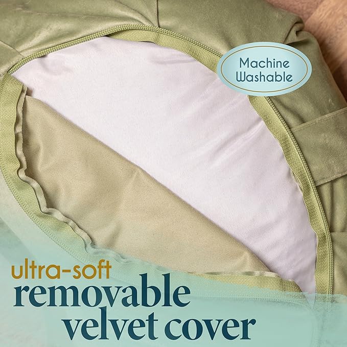 Florensi Meditation Cushion - Comfortable Floor Pillow - Traditional Crescent Meditation Pillow with Beautiful Velvet Cover - Large Floor Cushion Seating for Adults - Premium Yoga Buckwheat Bolster