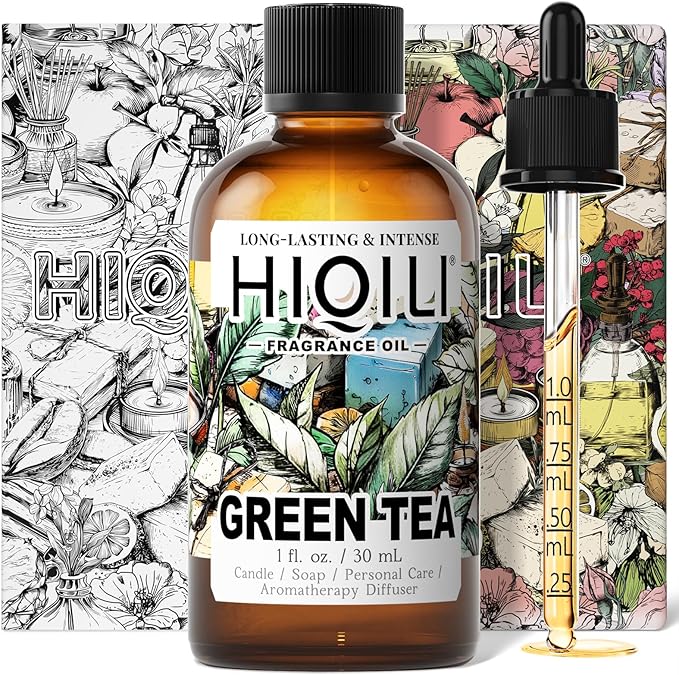 HIQILI Green Tea Fragrance Oil for Candle & Soap Making, Refreshing Scents, for Home Diffusers, Laundry Dryer Balls - 1 Fl Oz - Bloomnest