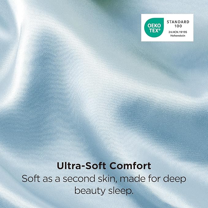 Bedsure King Size Satin Pillowcase Set of 2 - Aqua Silky Pillow Cases for Hair and Skin with Envelope Closure, Similar to Silk Pillow Cases, Gifts for Women Men, 20x36 Inches, 2pcs - Bloomnest
